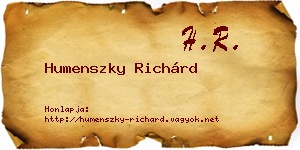 Humenszky Richárd névjegykártya