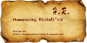 Humenszky Richárd névjegykártya